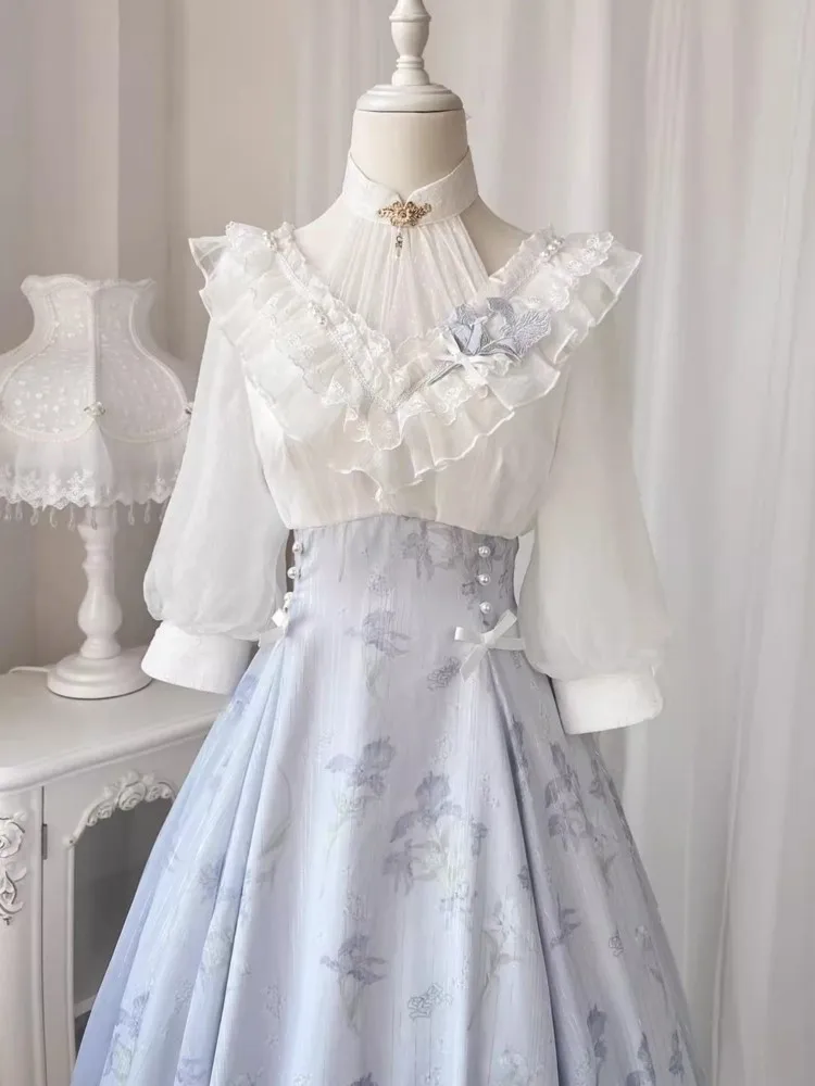 French Vintage Floral Midi Dress - Elelgant mujeres verano francés Vintage Floral