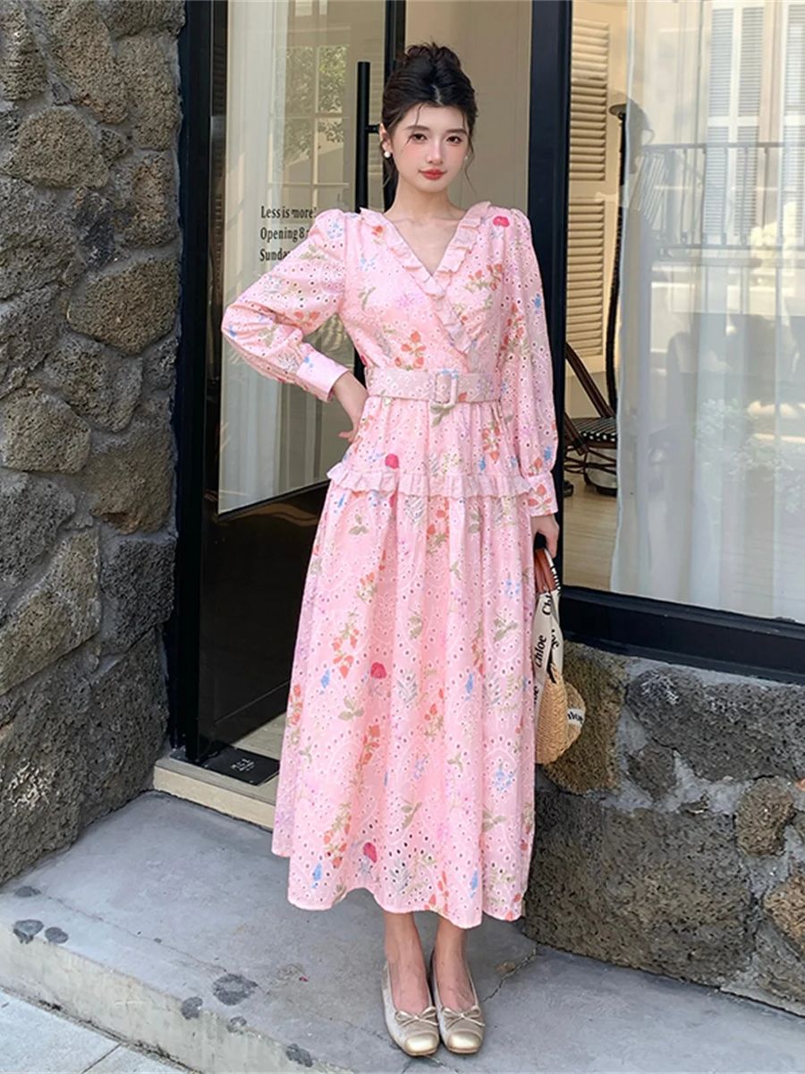 Vestido midi con estampado flo - French Vintage Floral Midi Dress reseña y precio