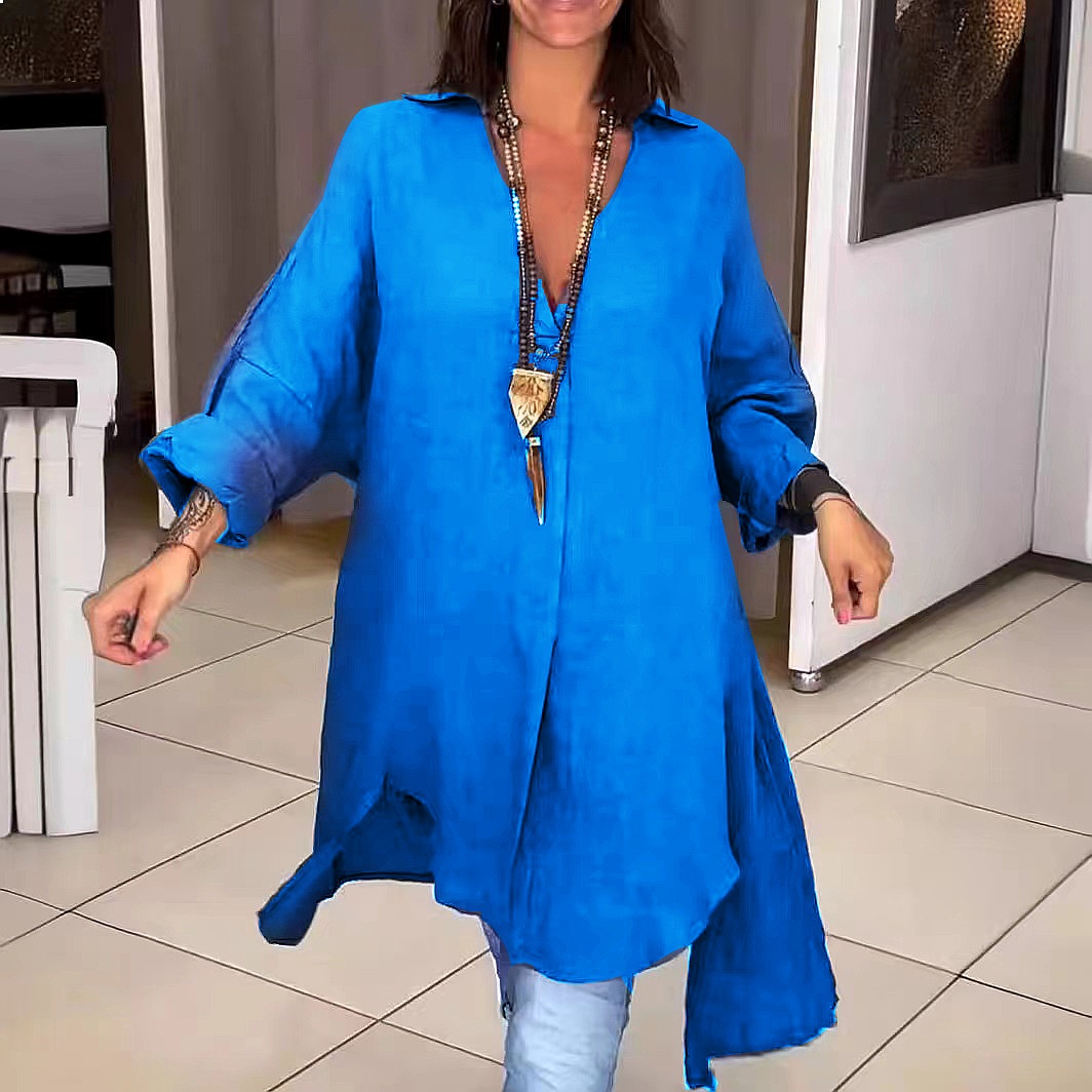 Vestido camisa de lino para mu - Casual Loose Linen Shirt Dress reseña y precio