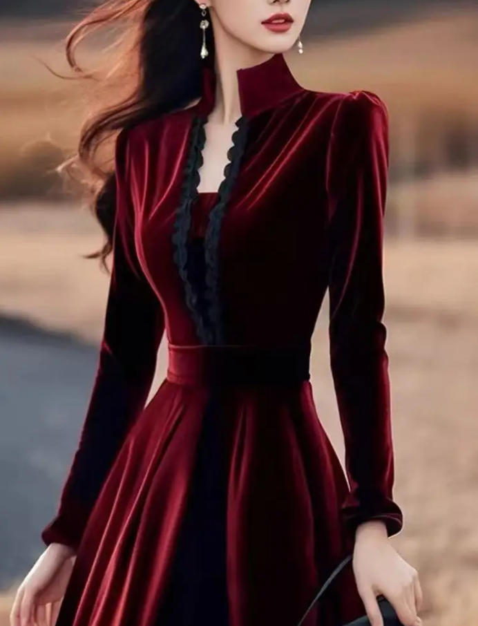 Vestidos de Terciopelo Rojo de - French Vintage Floral Midi Dress reseña y precio