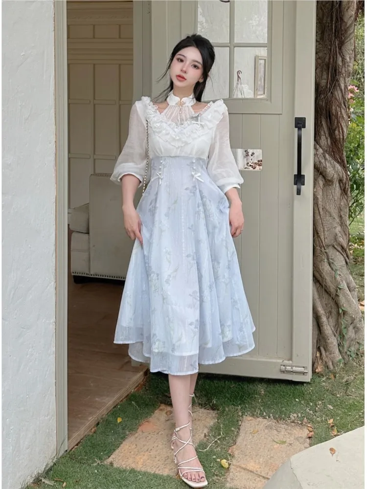 Elelgant mujeres verano francé - French Vintage Floral Midi Dress reseña y precio
