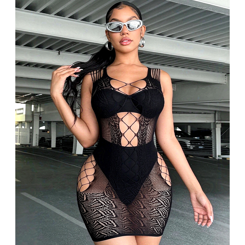 Lencería sexy para dormir, rop - Sexy Mesh Sheer Bodycon Dress reseña y precio
