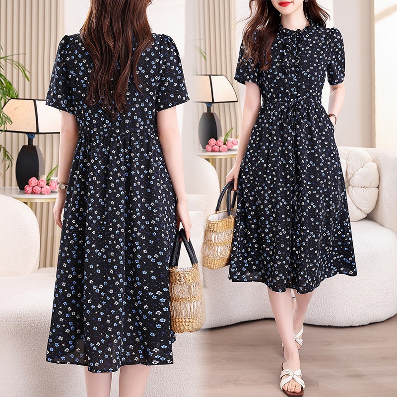 Vestido Midi Vintage Azul Mari - French Vintage Floral Midi Dress reseña y precio